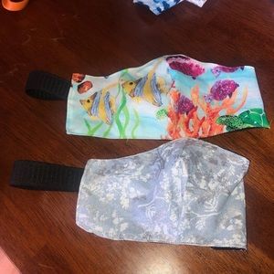 Handmade face mask behind head elastic